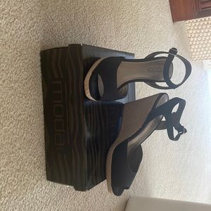 Black Espidrille Wedge Sandals